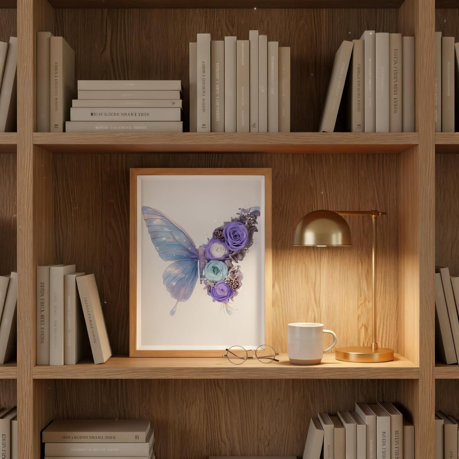 Lavender Preserved Flower Butterfly Shadow Box Frame – Elegant Wall Art Decor