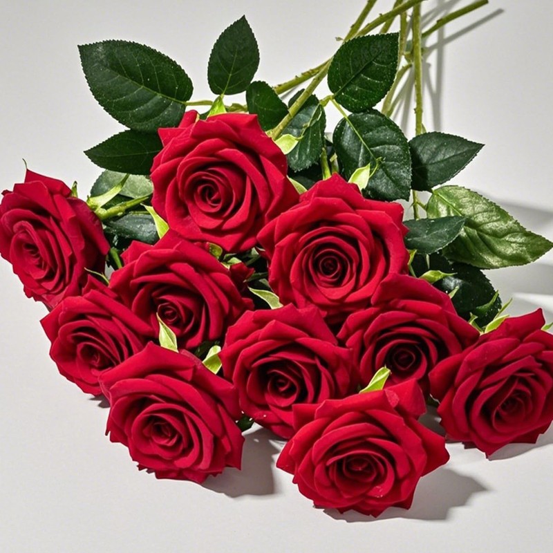 15x 20″ Fake Red Roses Artificial Flowers Bouquet Silk Stems Party Wedding Decor