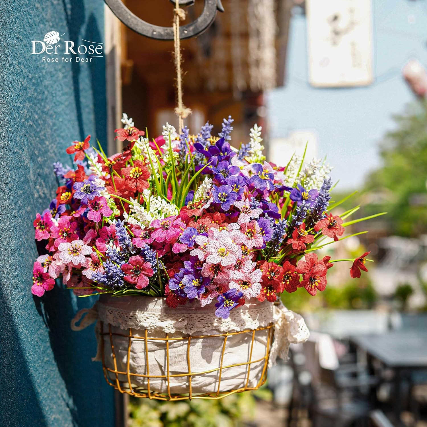 24 Bundles UV Resistant Artificial Flowers for Outdoors Mixed Colors Fake Flower