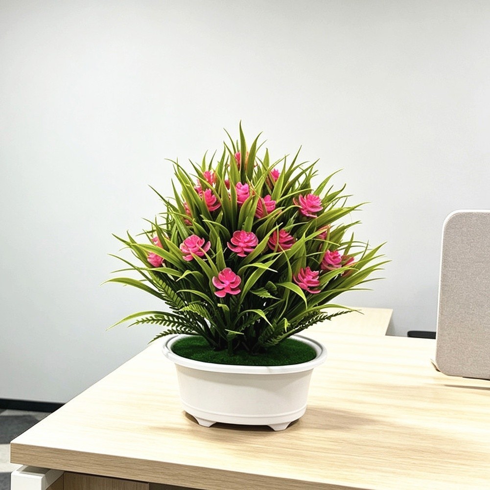 Vibrant Artificial Rose Plant in Pot 17 cm Wide for Indoor Table Centerpiece