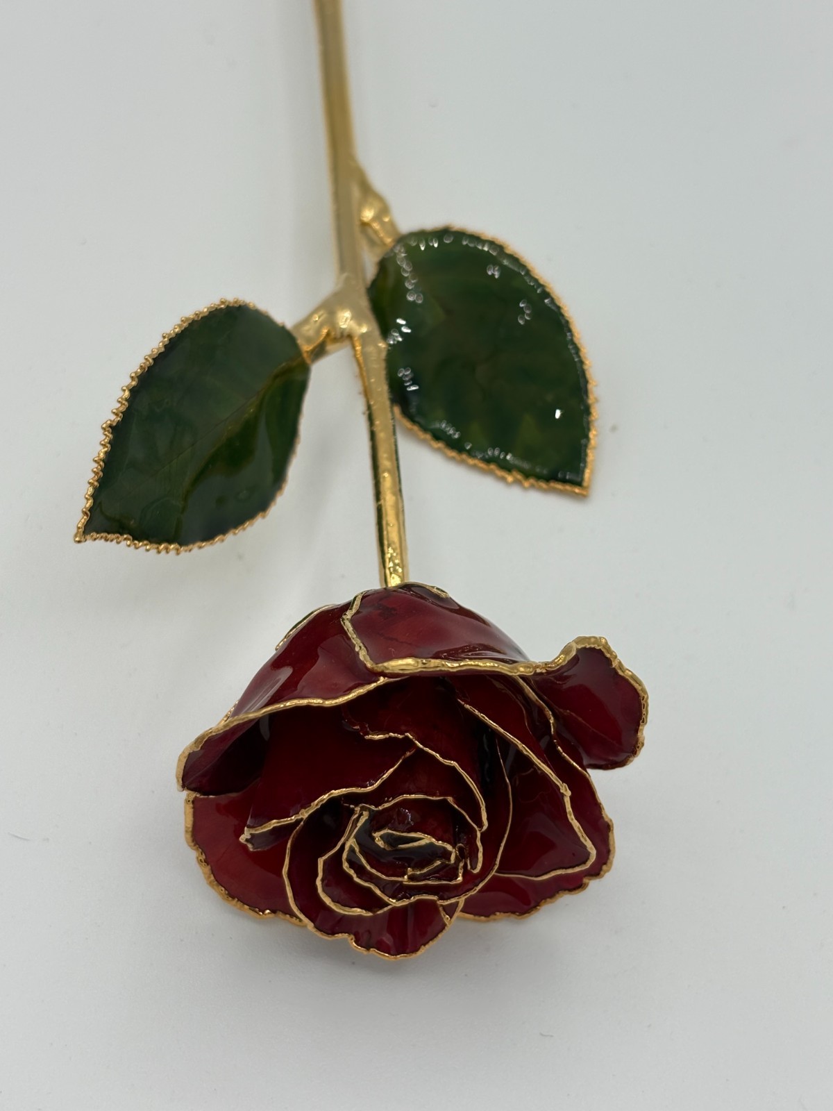 24k Gold Dipped Burgundy Rose Forever Flower Long Stem 10.5″