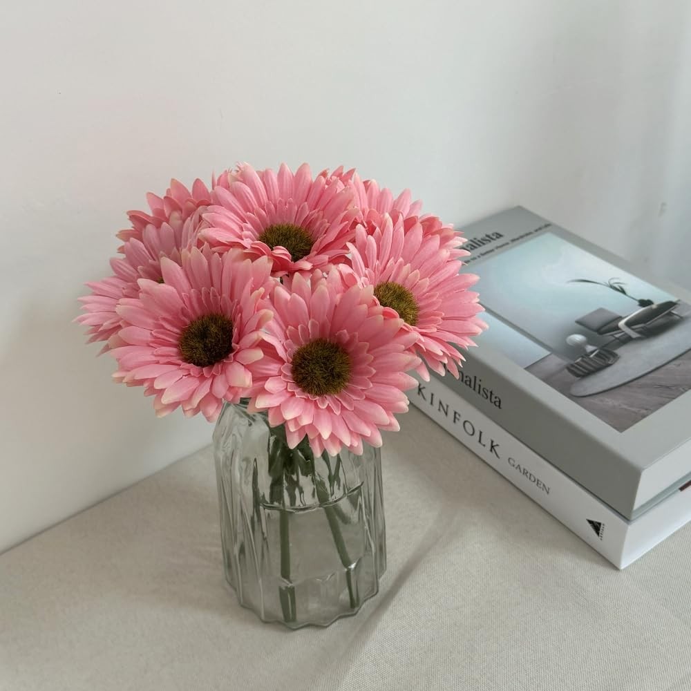 10PCS Artificial Daisy Artificial Flowers Gerbera Daisy Silk Flowers Faux Flo…