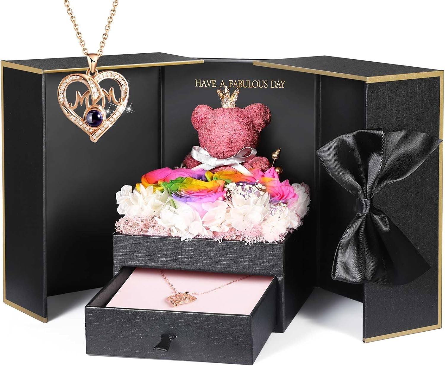 Unique Gifts for Mom, Preserved Real Rainbow Rose with 100 Languages I Love Y…