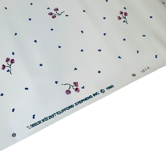 Vtg Floral Wallpaper White Pink Blue Flowers Liberty of London 80s Cottagecore