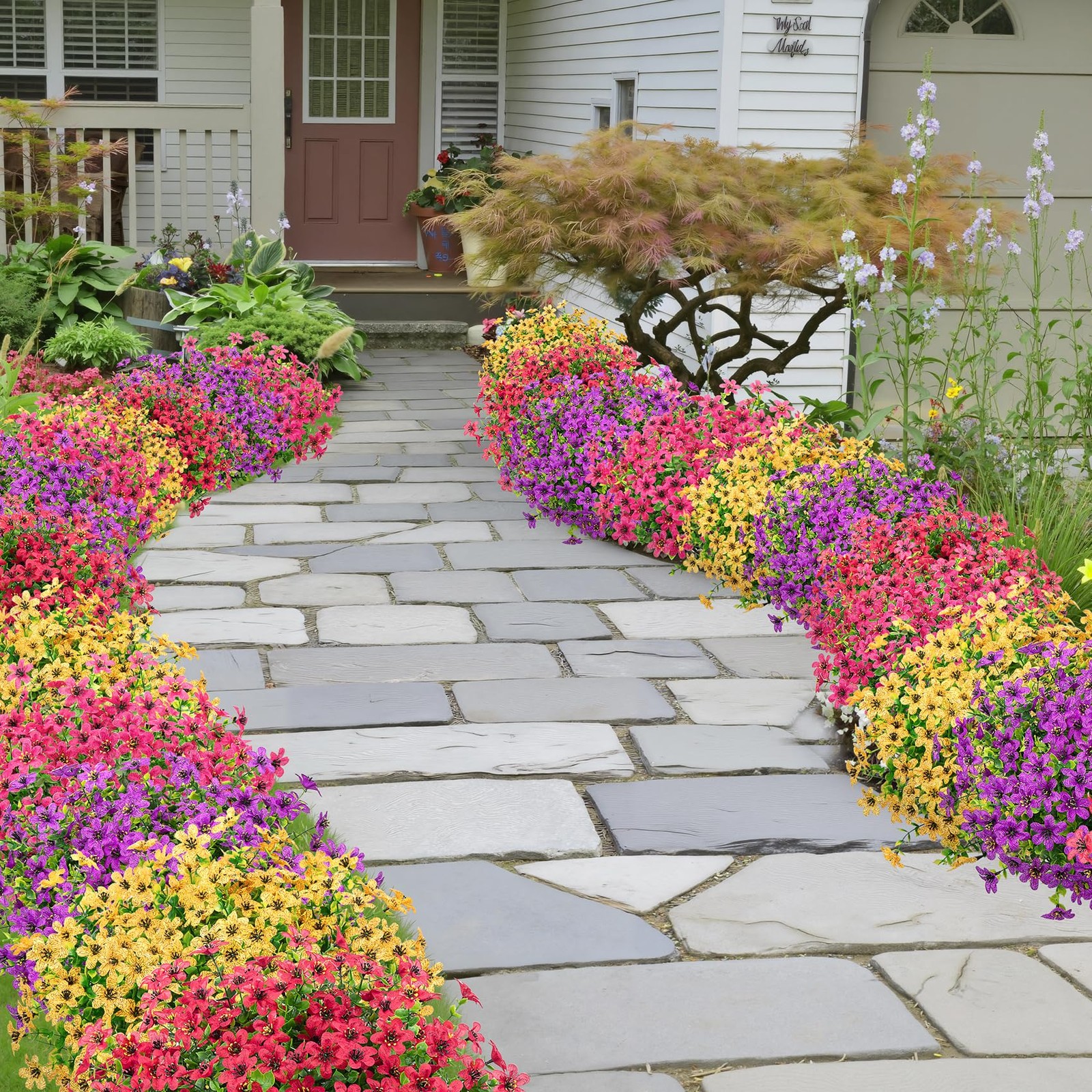 20 Bundles Artificial Flowers for Outdoors Decoration, UV Resistant Home Decor