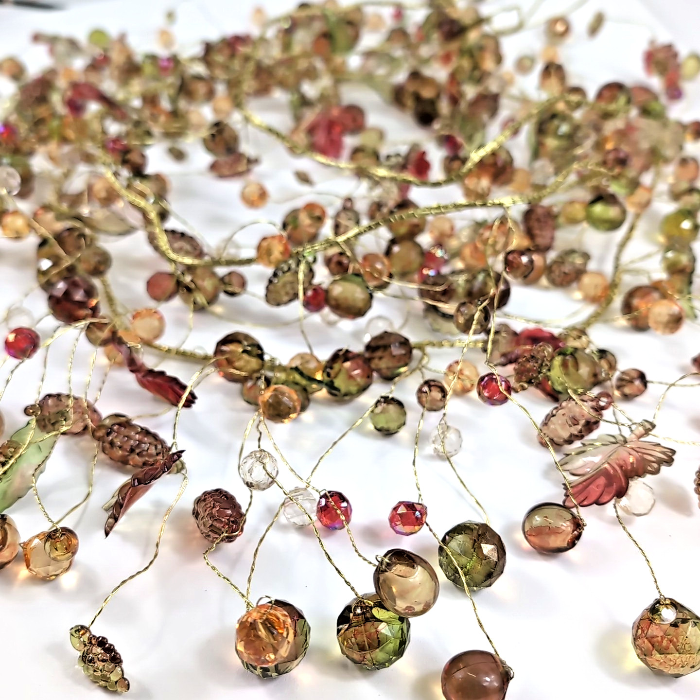 3 Handmade Garland Decor Acrylic Beads Grapes Berries Leaves Autumn Patio Decor