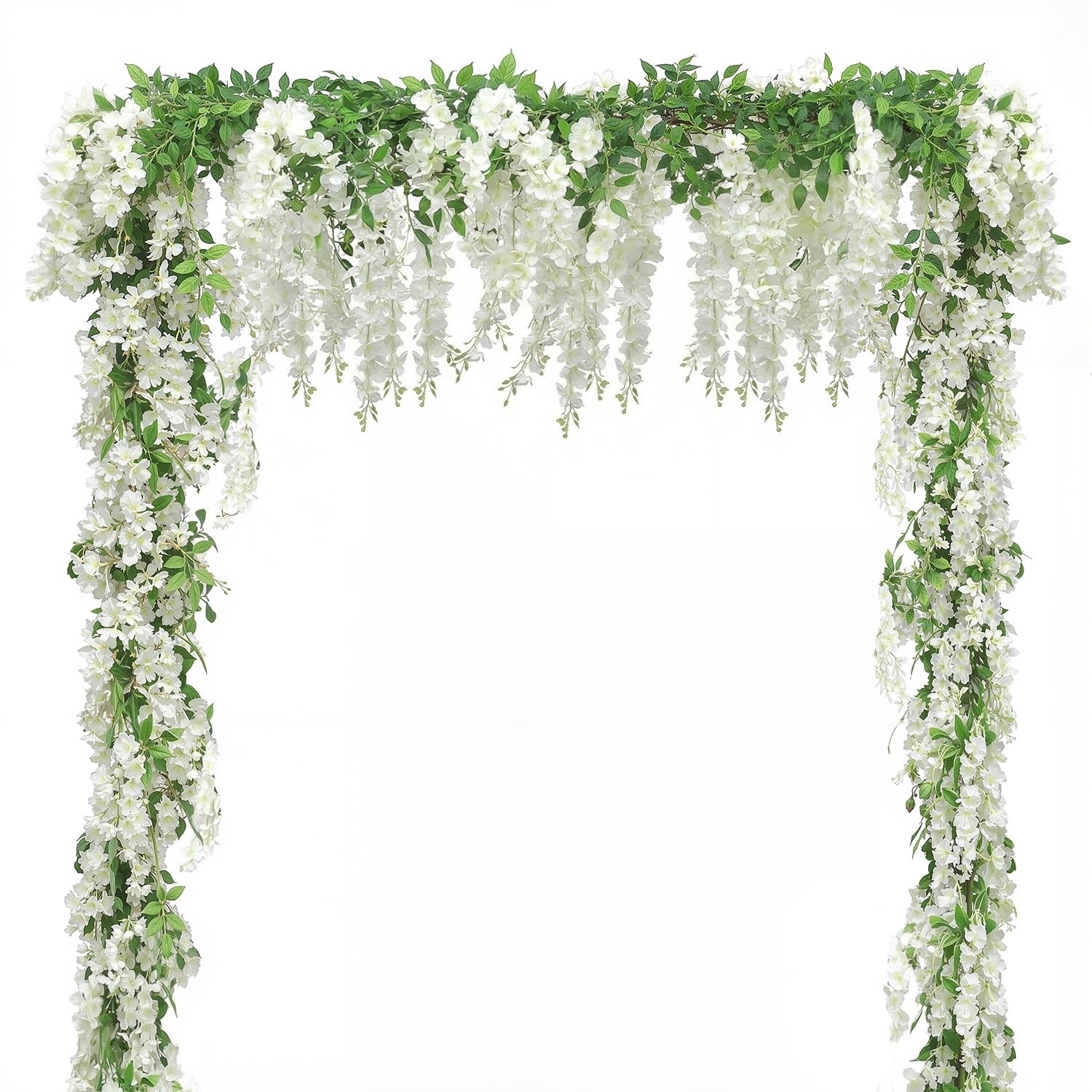 Wisteria Artificial Flowers Garland, 2Pcs Total 14.4FT White Wisteria Hanging…