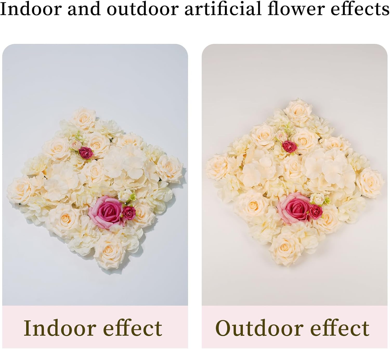 Champagne & Red 3D Flower Wall Backdrop – 12 Pcs Silk Rose Panels