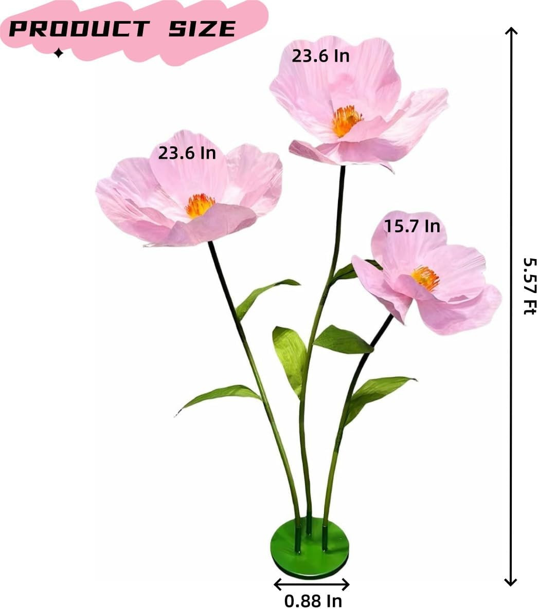 Giant 5.57 Ft Pink Artificial Flower Set for Weddings & Home Decor