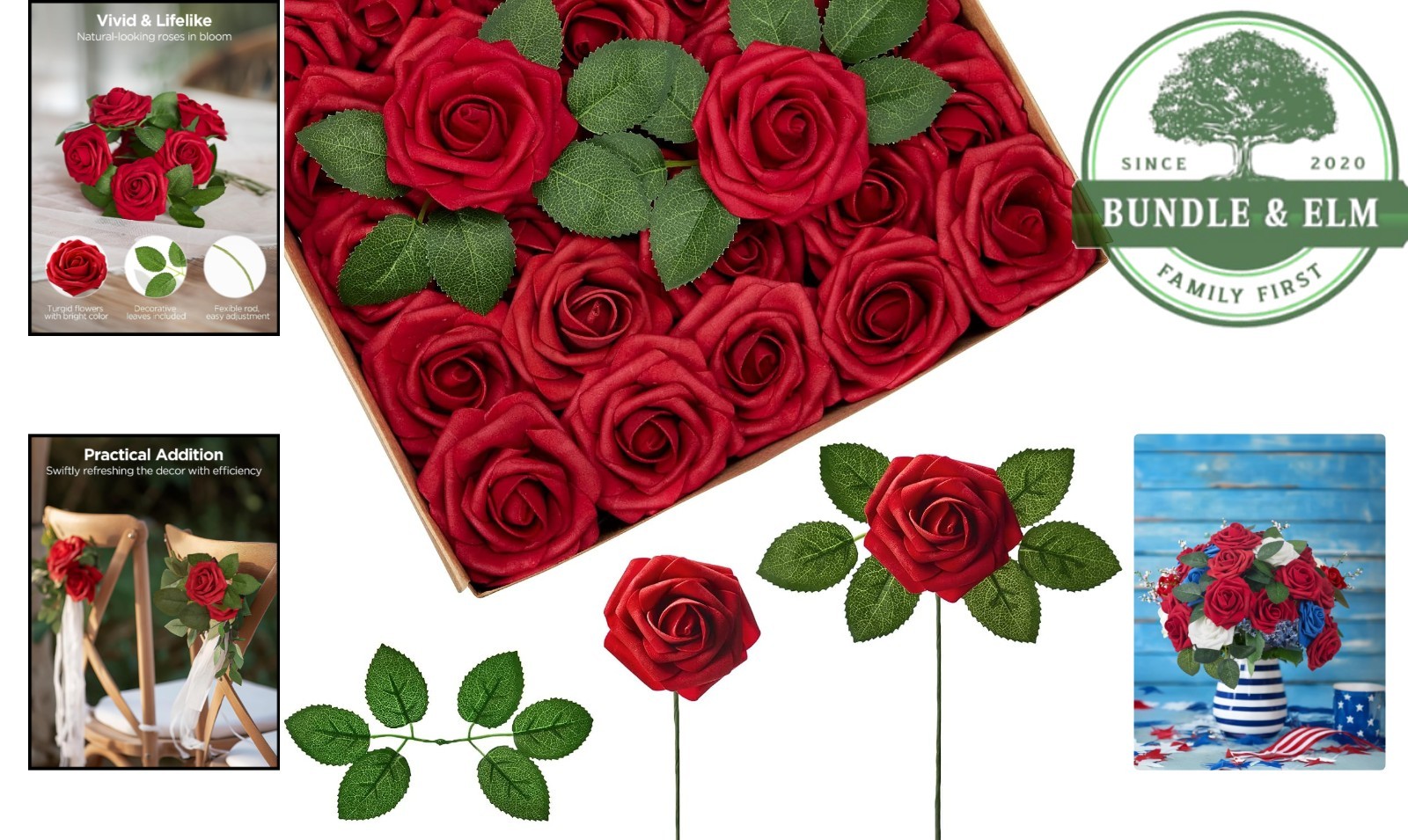 Artificial Foam Roses Bulk for Bridal Shower, Anniversary and Parties