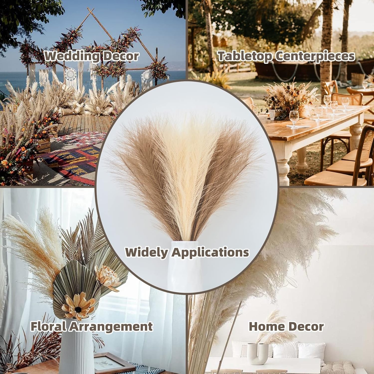 Low-Maintenance 6 Piece Faux Pampas Grass – Perfect for Elegant Arrangements