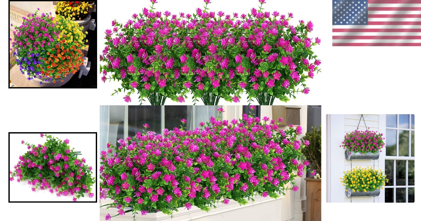 UV Resistant Faux Boxwood Flowers – 6 Bundles in Vibrant Magenta for All Spaces