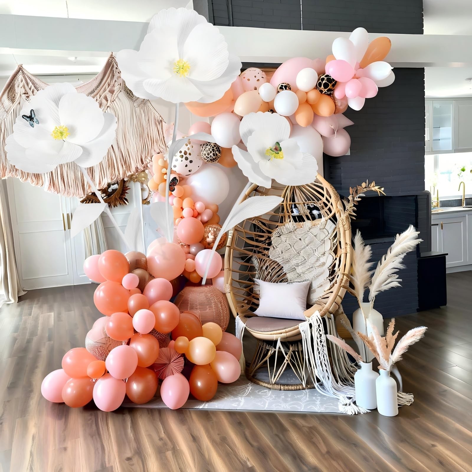 3 PCS Giant Flowers for Decoration with Stand 5.8 Ft Large Artificial Poppy