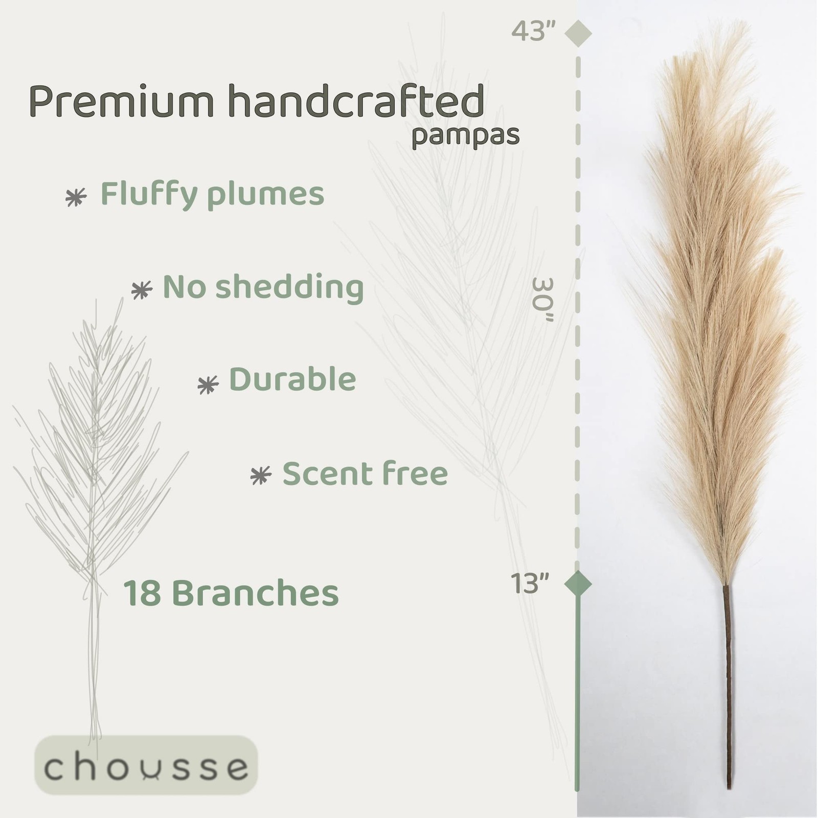 43″ / 3.6 ft Pampas Grass Tall 4 Pcs – Artificial Large Pampas Grass Decor fo…