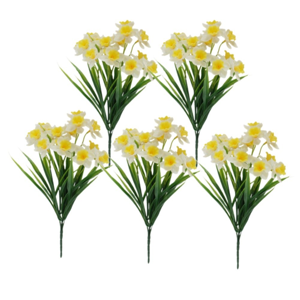 Yellow Artificial Narcissus Bouquet 5PCS 36cm for Photo Prop Home Decor