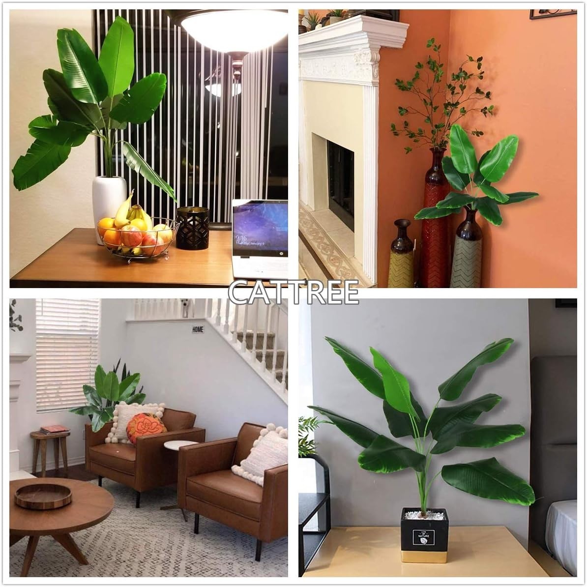 Artificial Bird of Paradise Plant, Faux Palm Plants with Real Touch Leaves Fa…