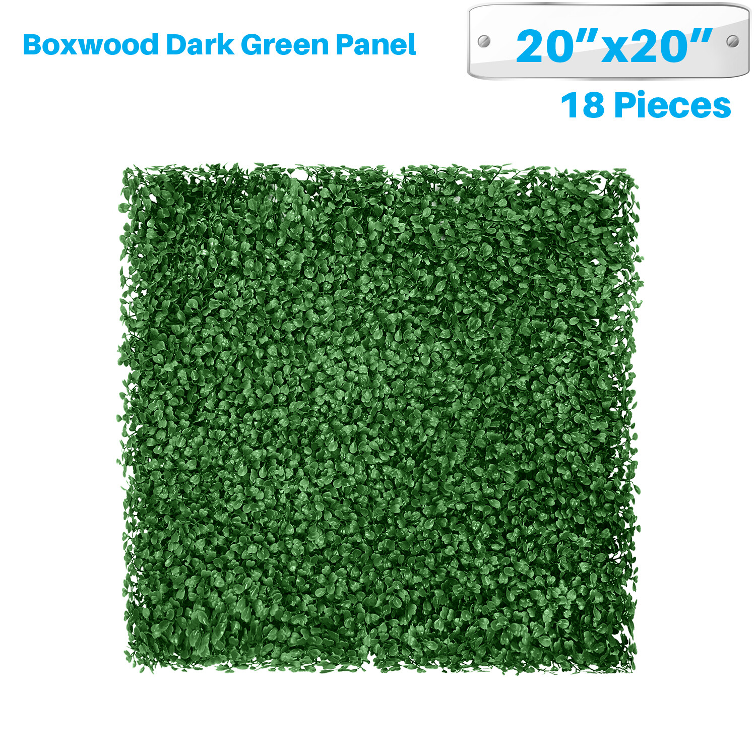 20″x20″ Artificial Grass Wall Decor Privacy Fence Panel, Boxwood Dark Green