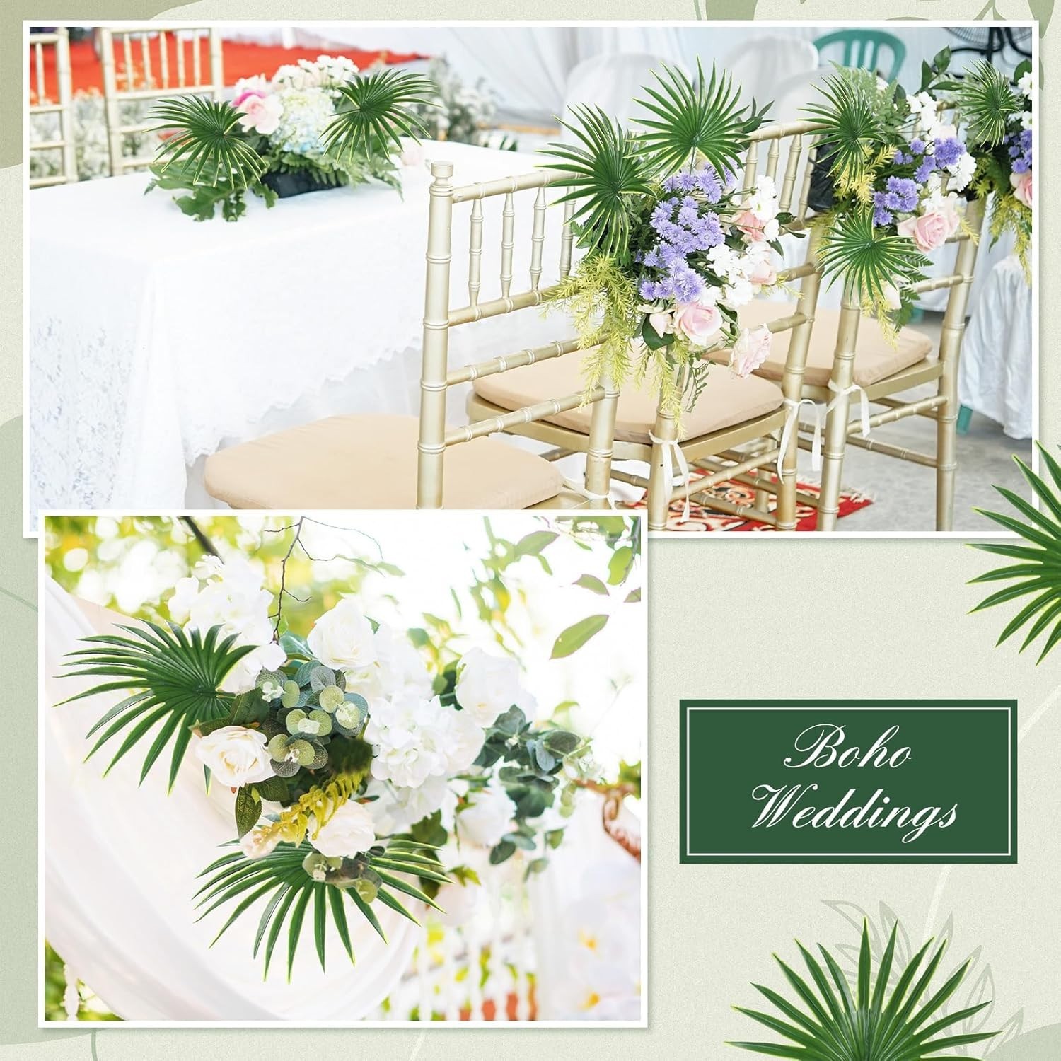 15.75” Faux Palm Leaves – 30 Pcs Ideal for Tropical Wedding Decor & Events