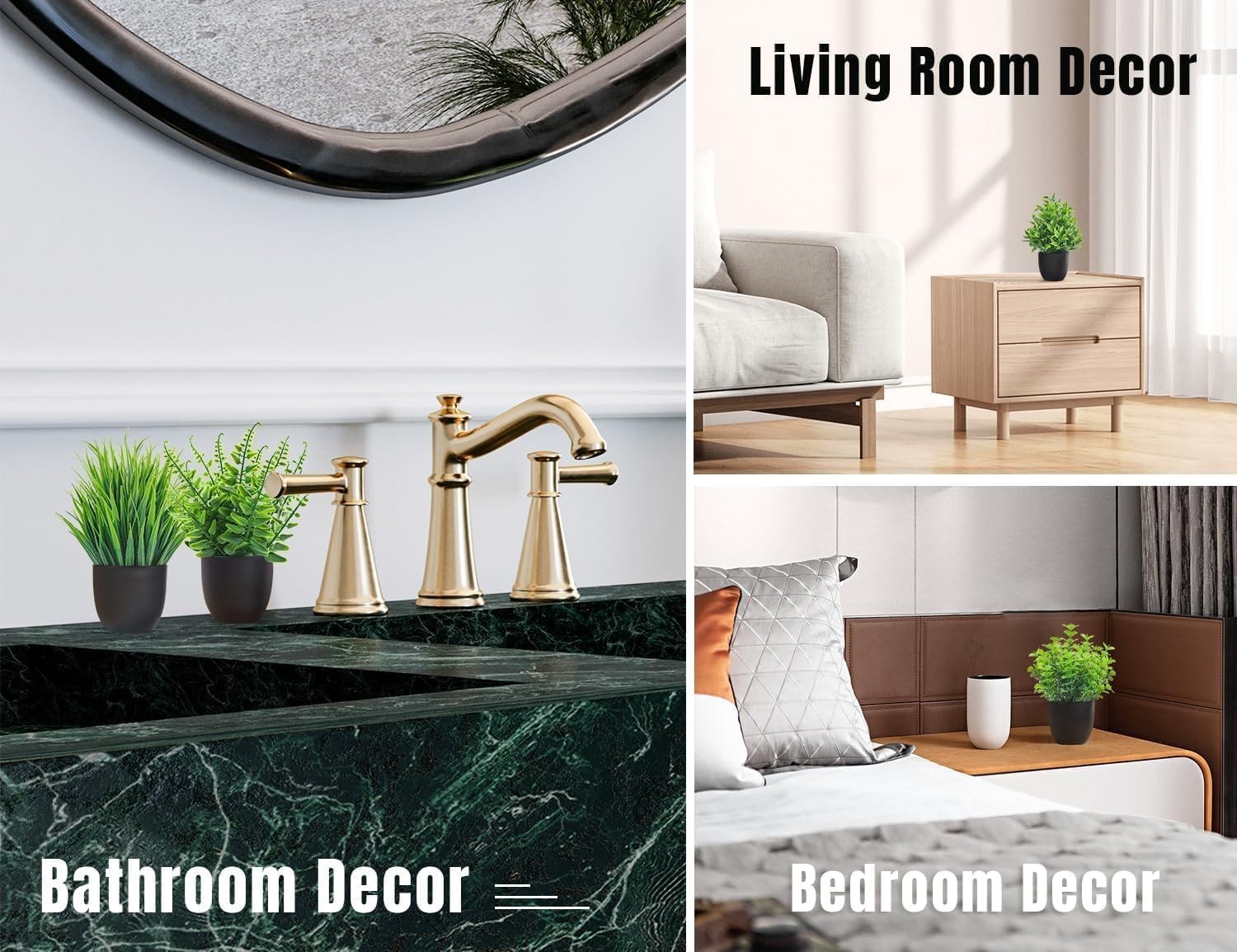 Fake Plants 4 Packs Artificial Plants Small Faux Black Bathroom Accessories