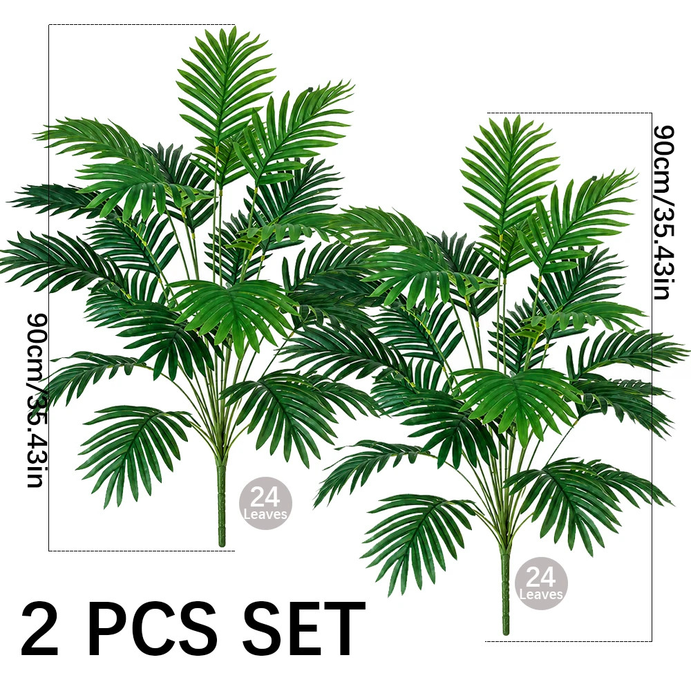 24 Leaves Areca Palm Artificial Plants Trees in Pot Plastic Green Fake Plant Tre