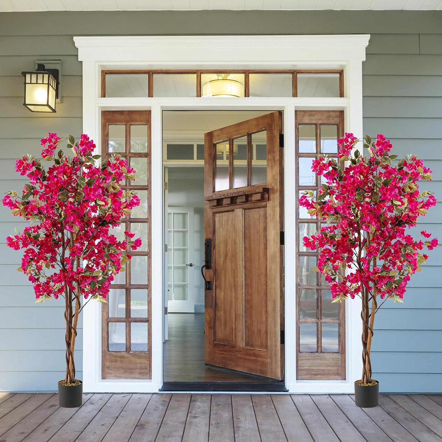 6 FT Bougainvillea Artificial Tree, Faux Flower Tree in Pot with 910 Flowers, 10