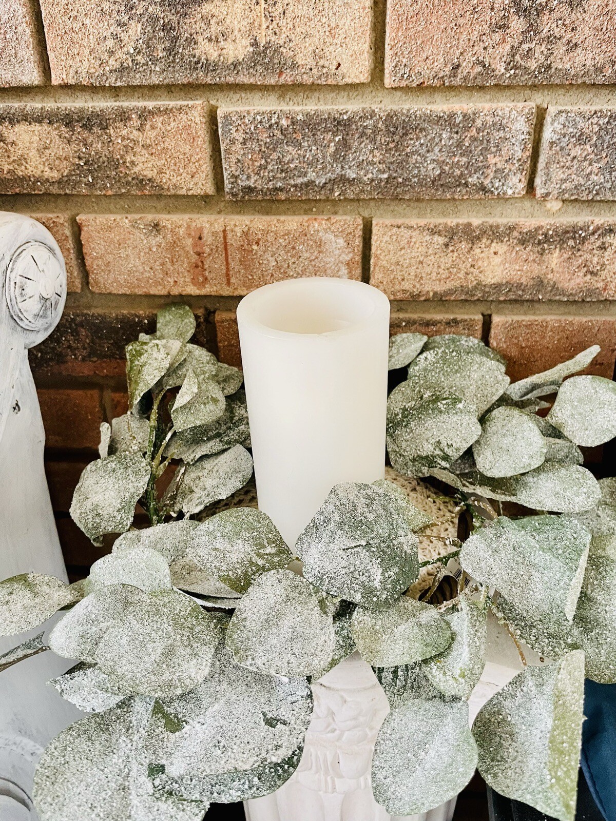 Frosted Dollar Eucalyptus Christmas Or Winter Small Wreath Ring, 6.5