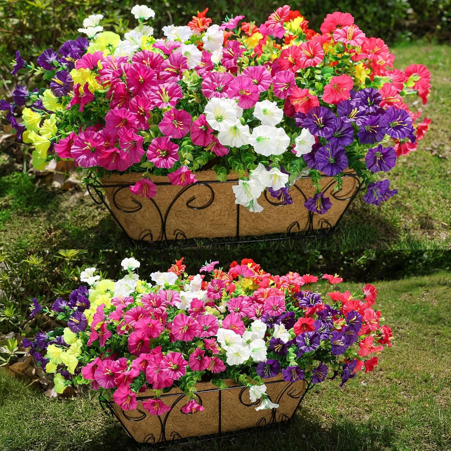 Artificial Flowers for Outdoors Fake Plants Outside Decoration, 12 Bundles Si…