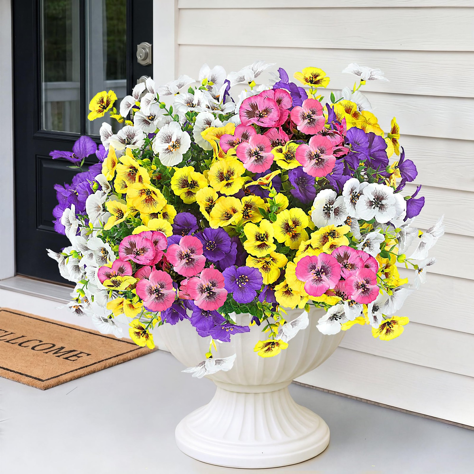 Artificial Pansy Flowers for Outdoors 12 Bundles Realistic Faux Plants UV Res…
