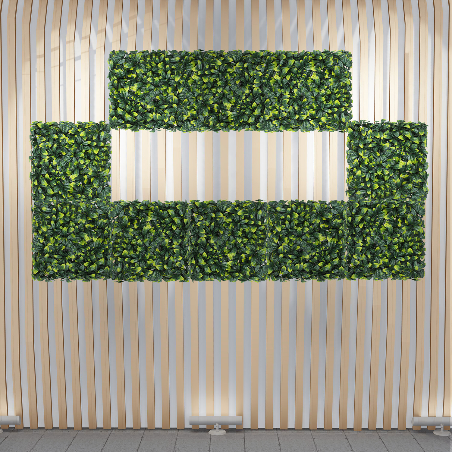 20in Artificial Faux Laurel Leave Mat Wall Hedge Decor Privacy Fence Panel Grass