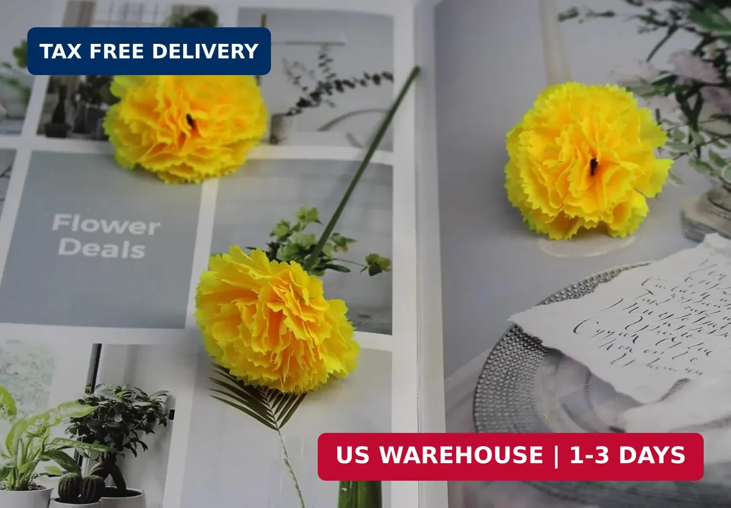 Artificial Marigold Flowers, 60 Pcs Silk Flowers Yellow Marigolds for Day of The