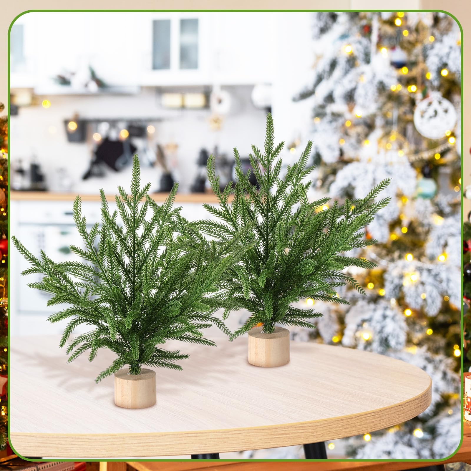 6 Pcs Artificial Norfolk Pine 12” Mini Tabletop Tree Bough Decor Christmas N…
