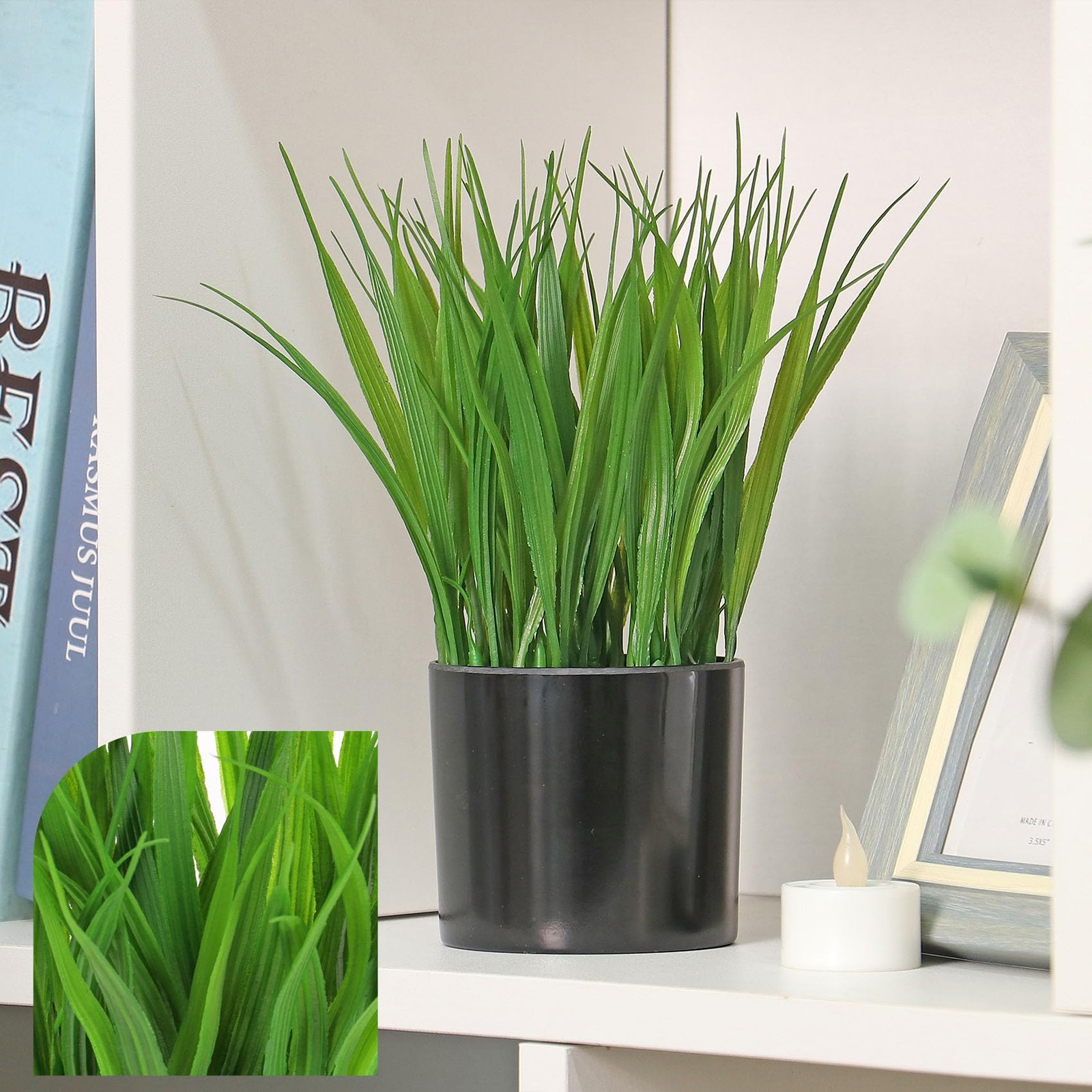 2 PCS Fake Potted Wheat Grass Artificial Greenery Indoor Bathroom Decor