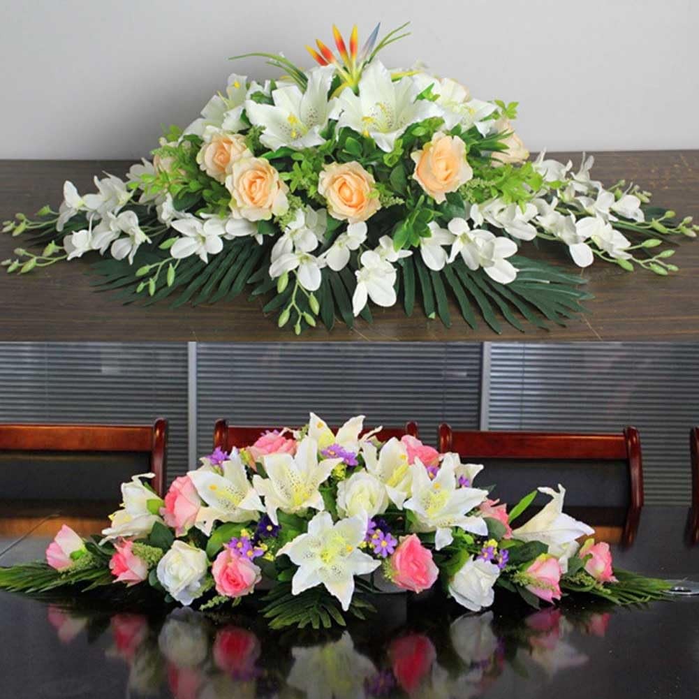 2 PCS Green Rectangular Floral Centerpiece Trays Flower Arrangement Bases