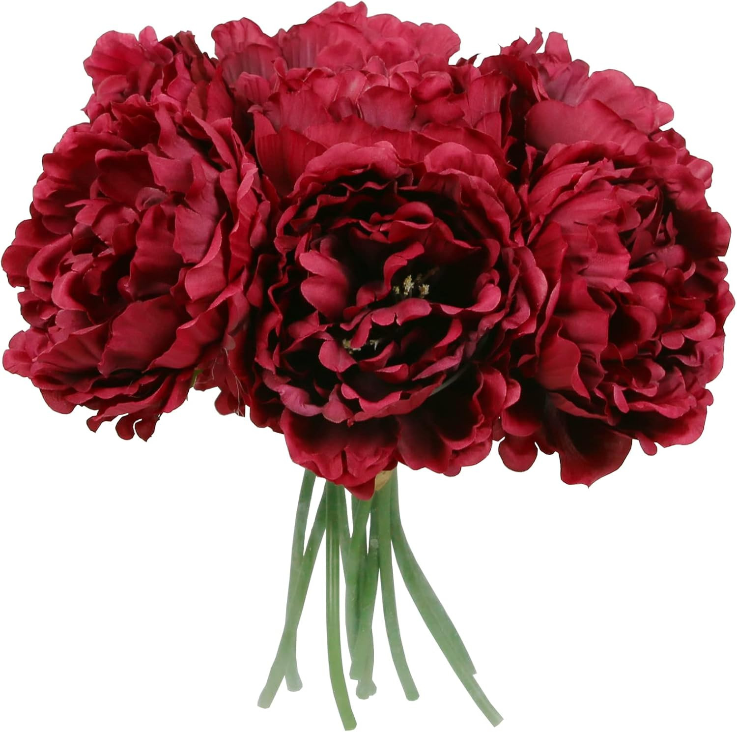 Artificial Peony for Fall Home Decoration, 5 Pcs Red Faux Peonies for Halloween