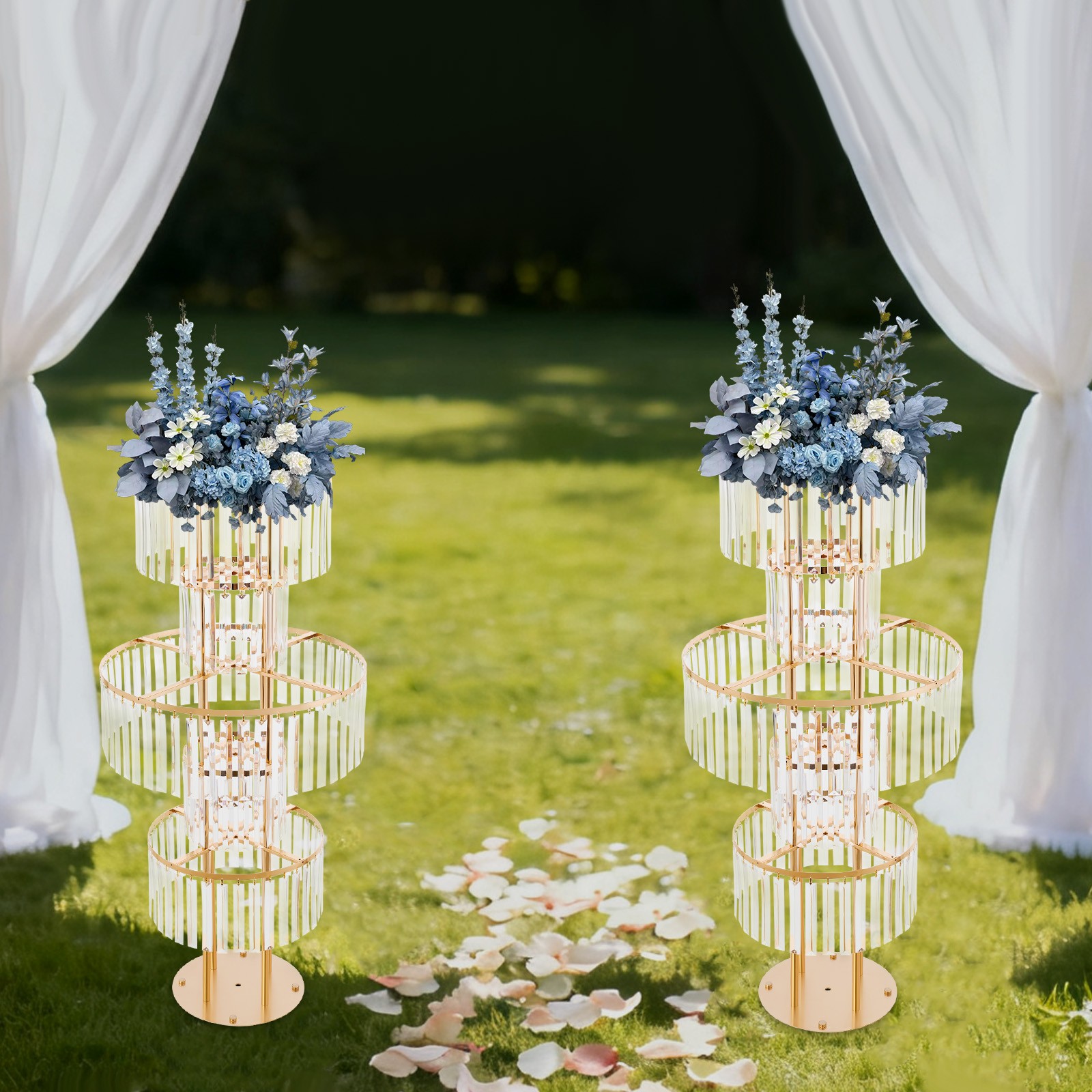 5 Tier 43.3 in Height Flower Stands 2PCS Flower Stands Crystal Flower Stands