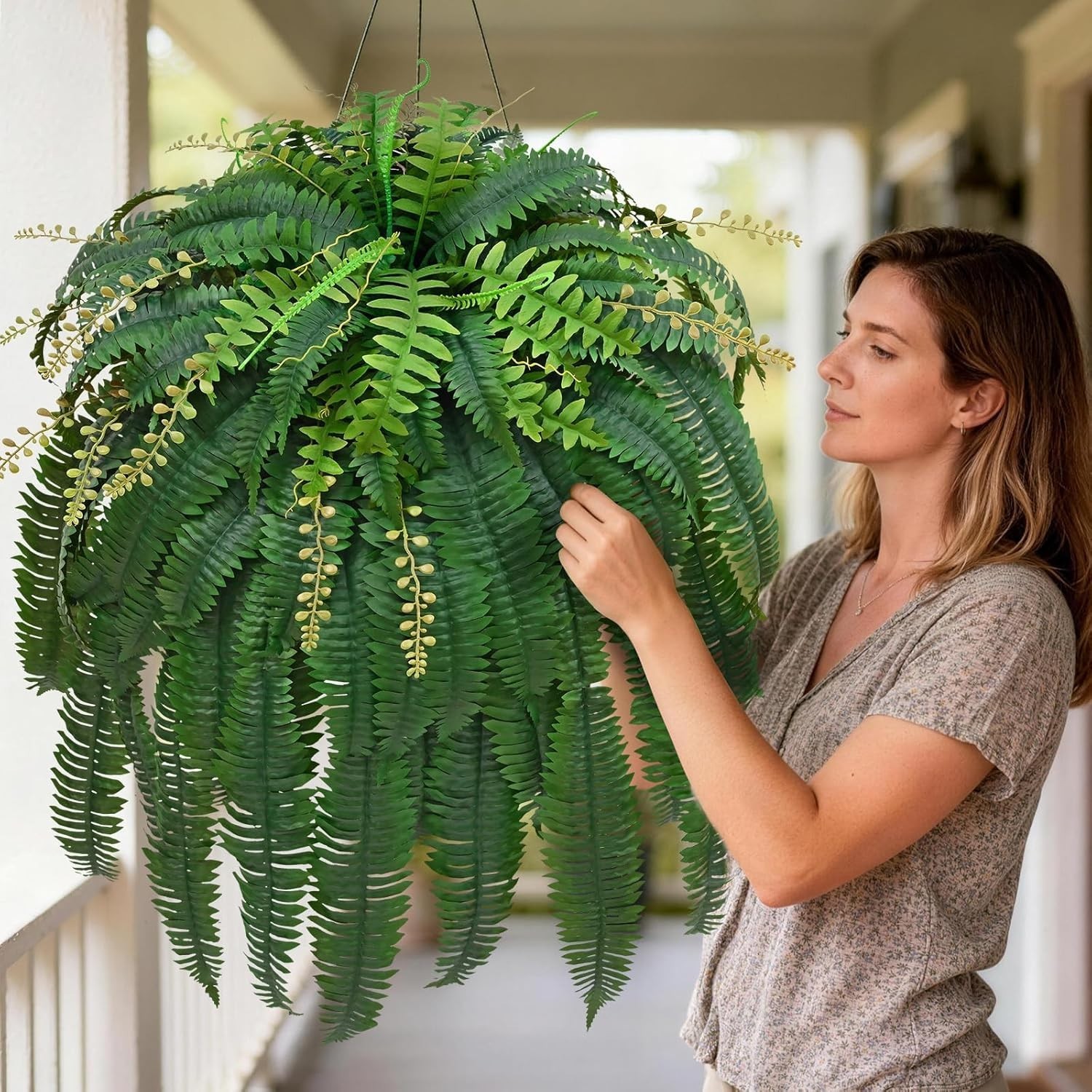 2 Pcs 67″ Fake Ferns Large Artificial Plants Outdoor, Artificial Ferns for Outdo