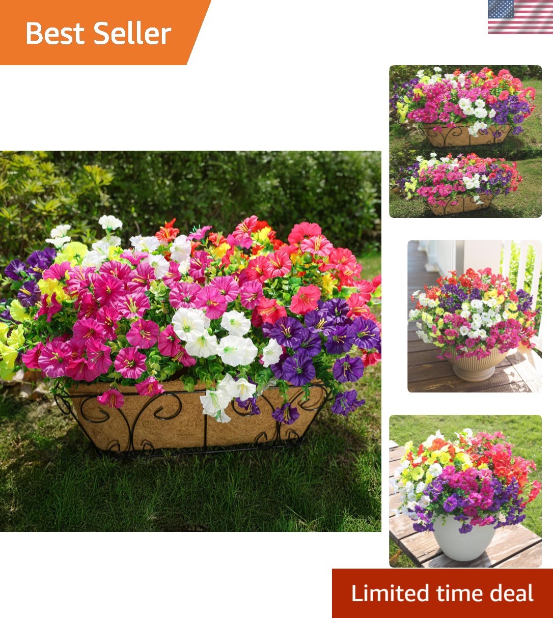 Artificial Flowers for Outdoors Fake Plants Outside Decoration, 12 Bundles Si…
