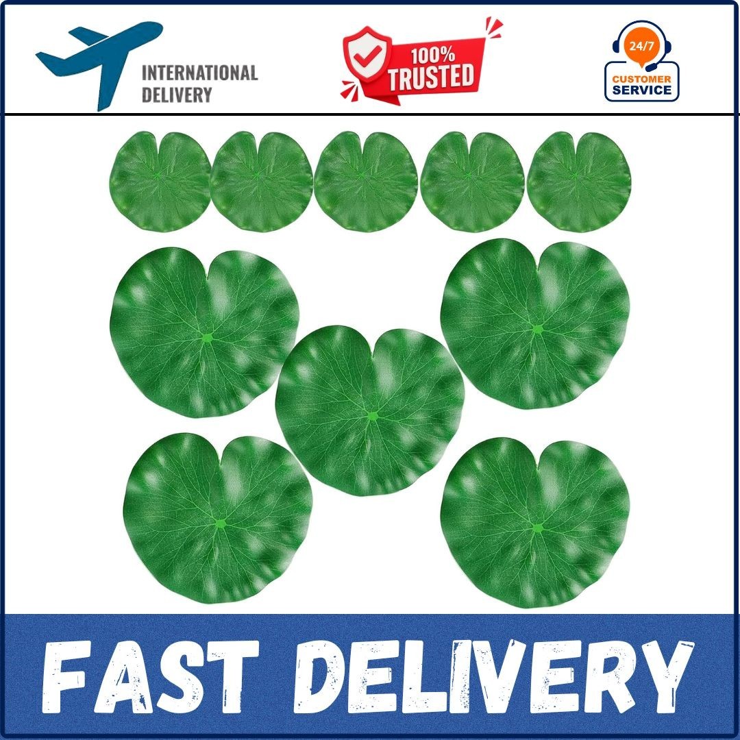 10 Packs Artificial Lily Pads,Floating Lily Pads for Ponds, Artificial Pond Plan