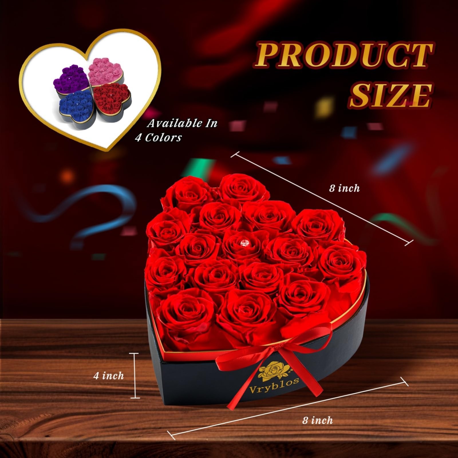 Heart-Shaped Box of 16 Preserved Red Roses – Real Immortal Flowers for Gifts, Ho