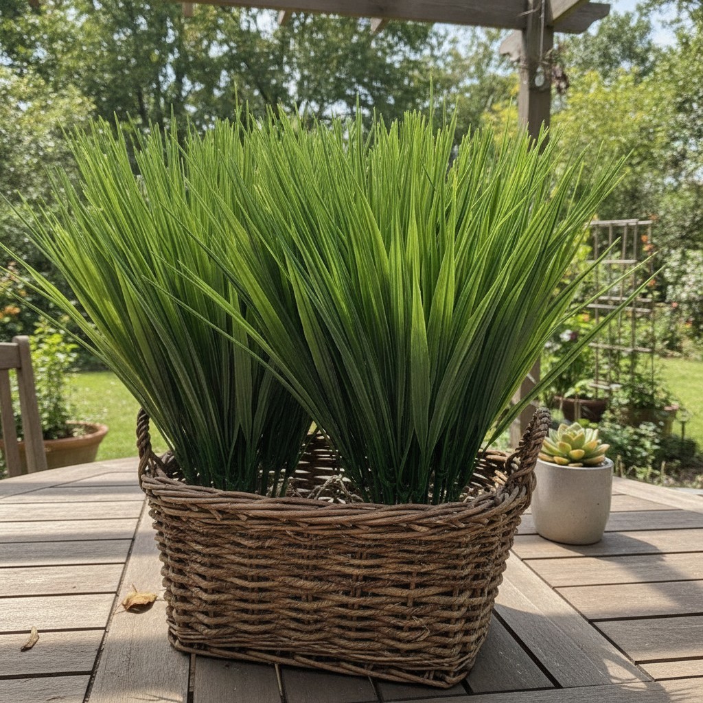 Artificial Wheat Grass 5pcs Fake Green Leaves Home Garden Decoration