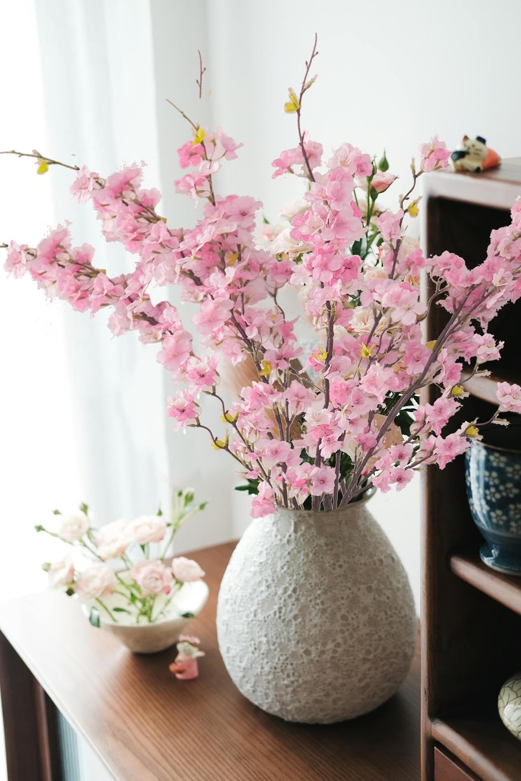4Pcs Artificial Cherry Blossom Flowers 43 Inch Long Stem Cherry Blossom Decor…
