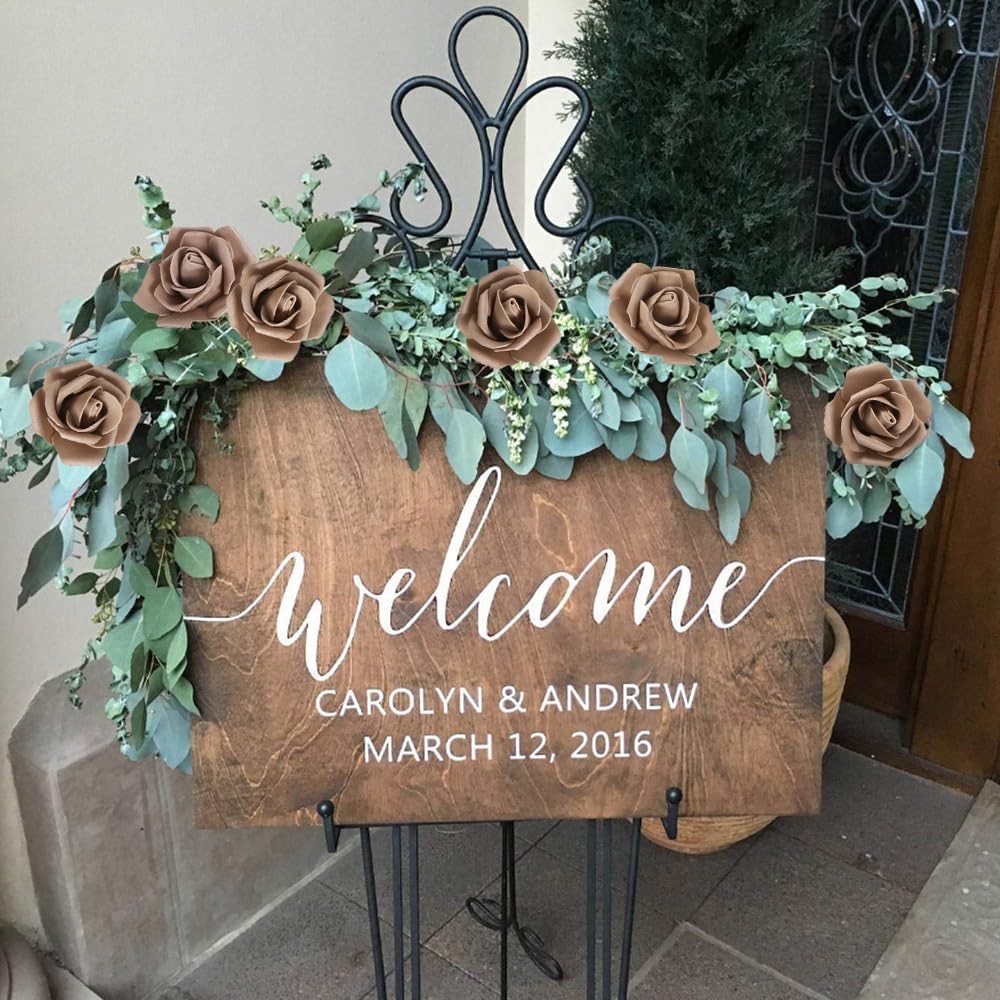 200 PCS Artificial Foam Roses 1.97 Inch Flower Heads DIY Wedding Light Brown