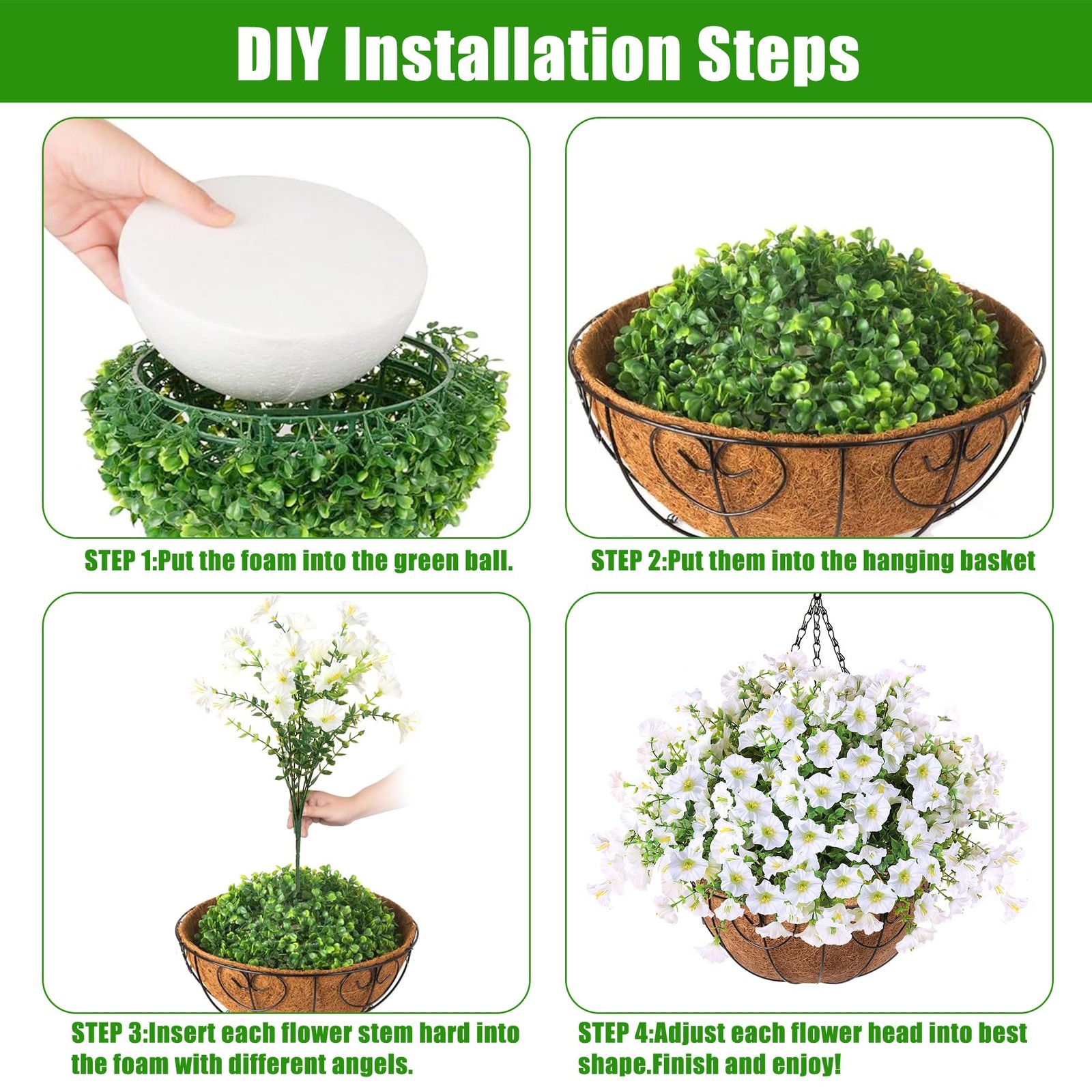 Sggvecsy Artificial Flowers for Outdoors with Baskets Hanging Plant Faux Flow…