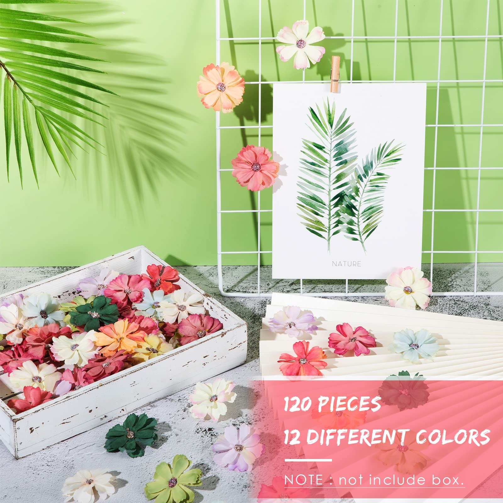 120 PCS Bulk Mini Silk Flower Heads Multicolor Artificial Fake Craft Wedding
