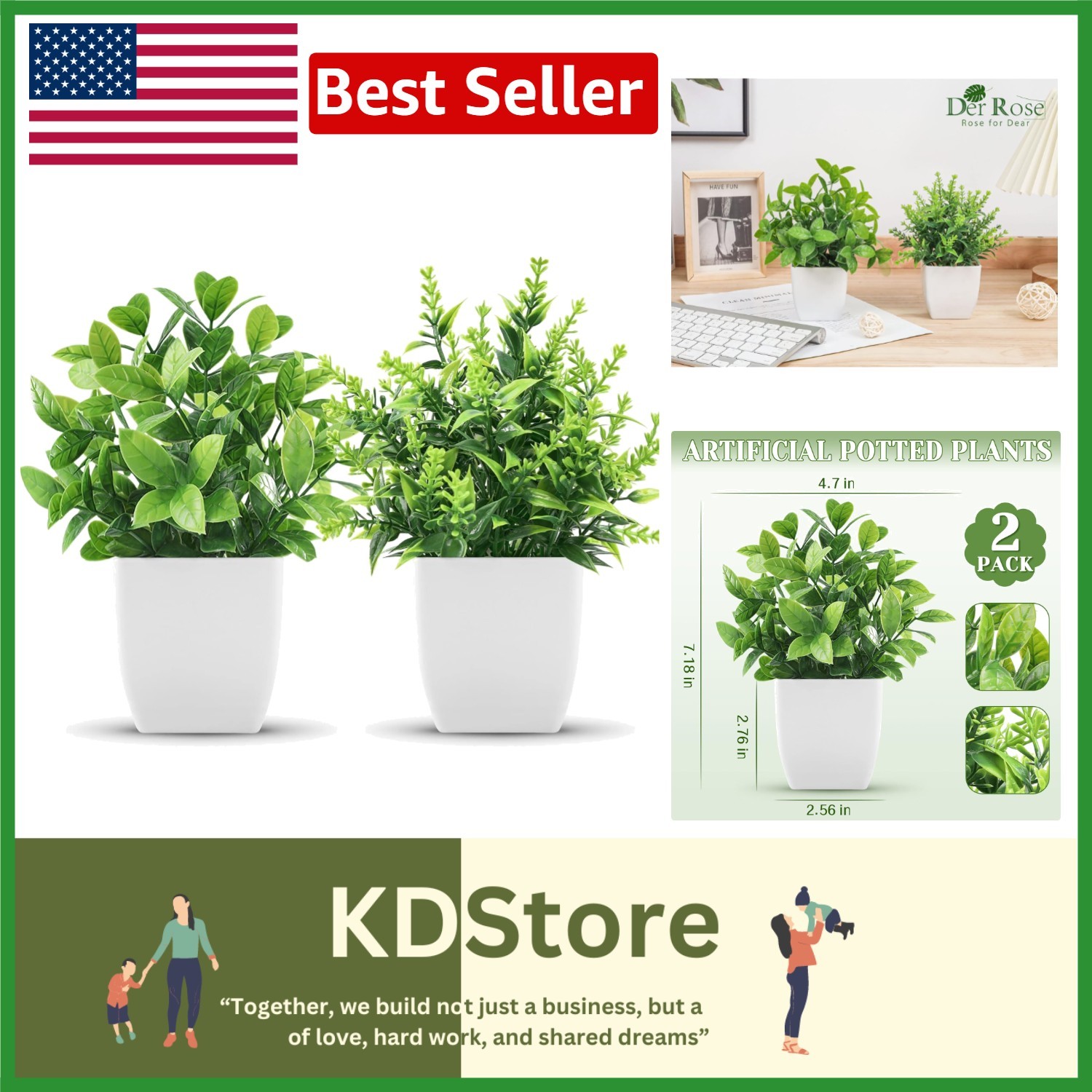 2 Pack Eco-Friendly Artificial Eucalyptus in Stylish Pots – All Room Decor