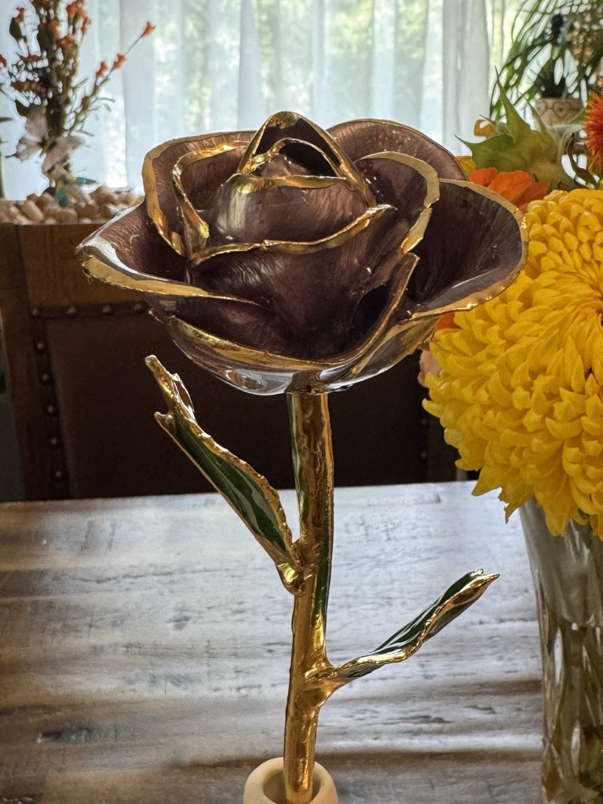 Rare Color: Purple Forever Rose Dipped in Gold