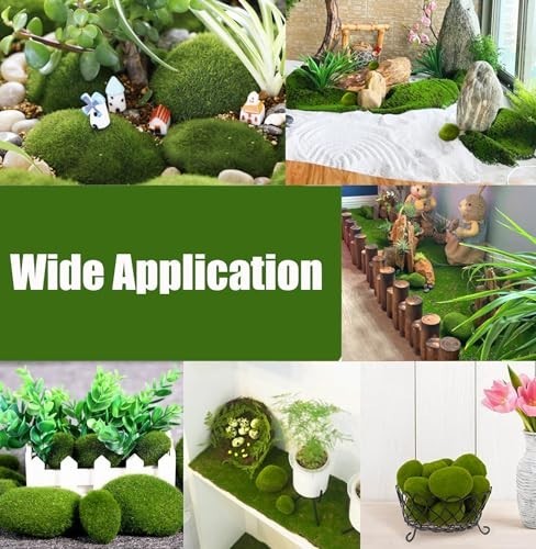 50 Pcs 5 Size Artificial Moss Rocks Decorative, Faux Green Moss Decor Balls for