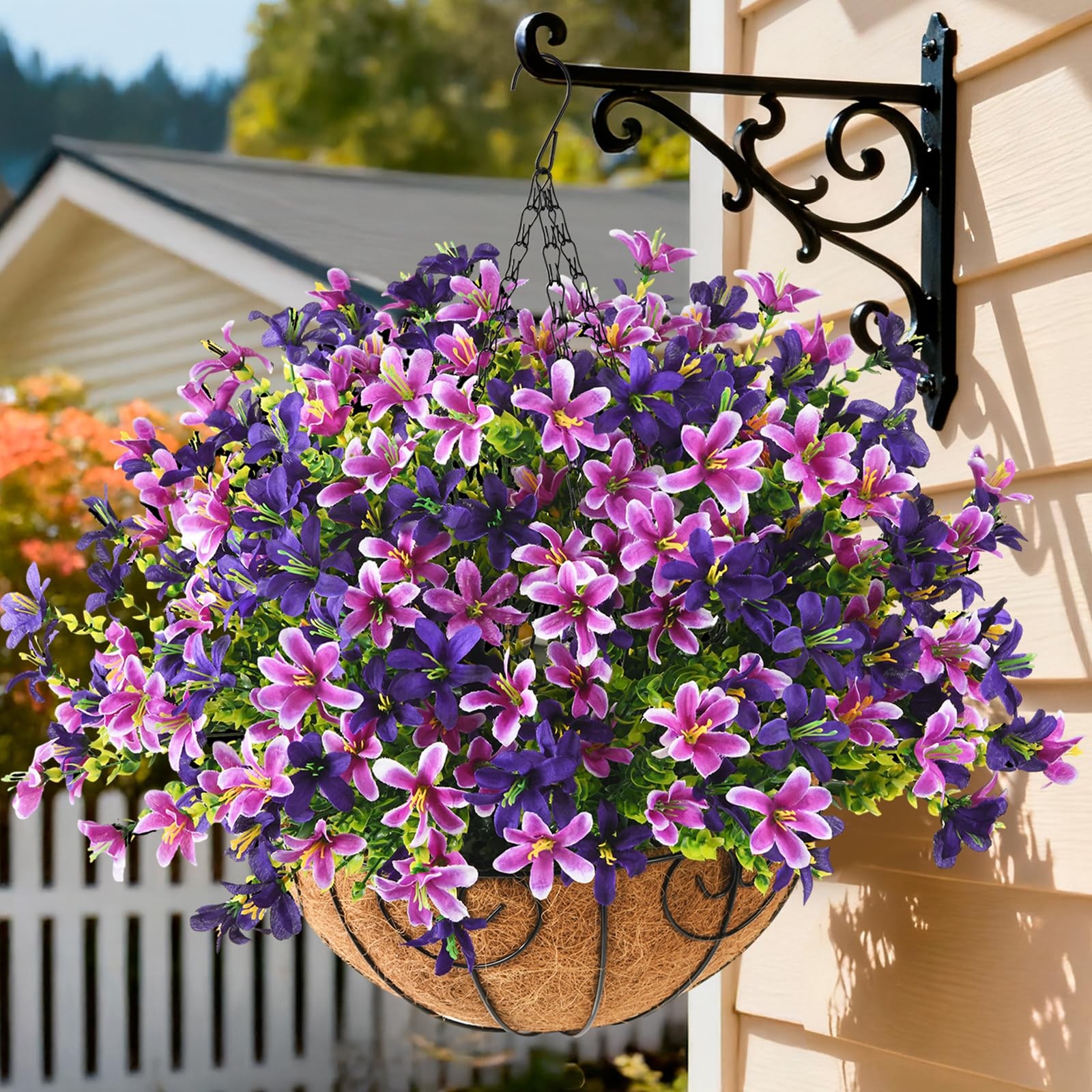 Artificial Hanging Flowers for Outdoors, 5 Bundles UV Resistant Artificial Ha…