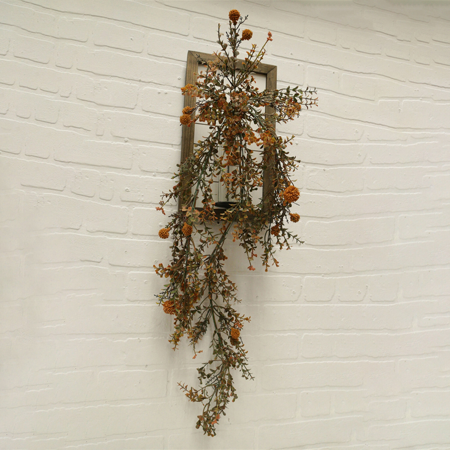 Fall Pincushion Drip Garland 32″ Long Autumn Fall Floral Natural Tan Minimalist