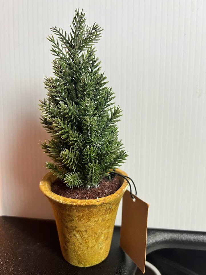 ARTIFICIAL FIR TREE IN POT GLITTERY 7-1/2″X2-3/4″/BRAND NEW